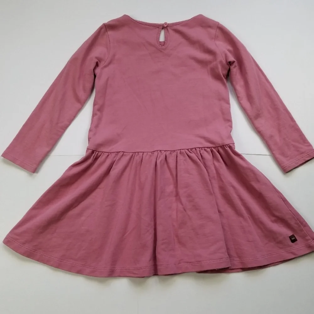 TEA COLLECTION whooping crane dusty rose long sleeve dress Girls Sz 2 Mauve Pink